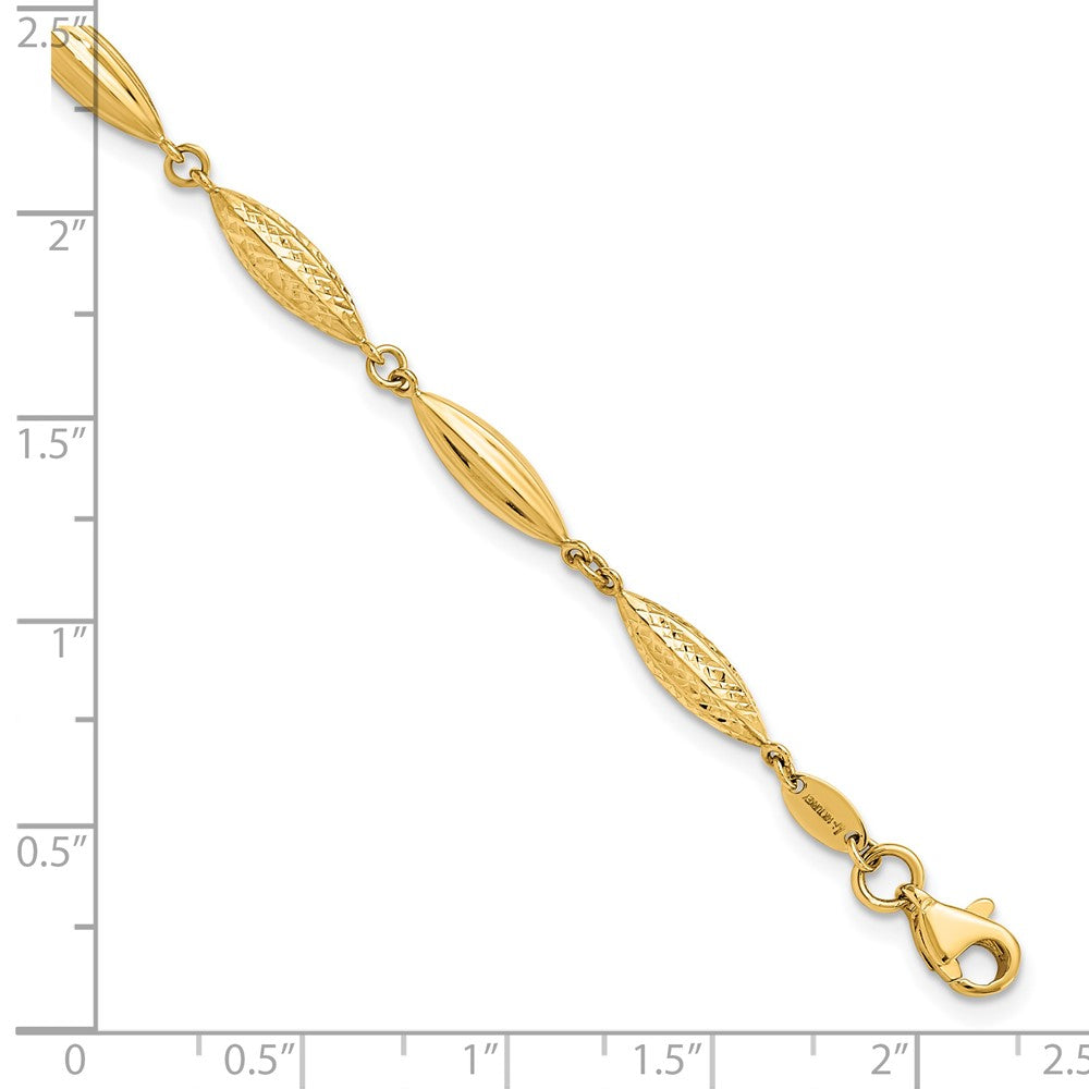 14K Yellow Gold Polished D/C Fancy Link Bracelet