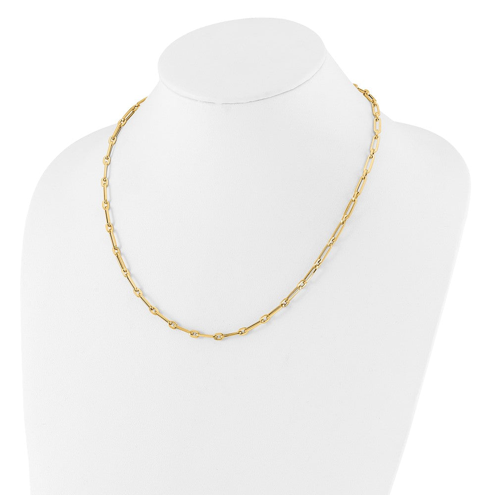14K Yellow Gold Polished Flat Oval Link Necklace