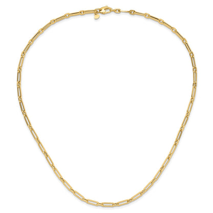 14K Yellow Gold Polished Flat Oval Link Necklace