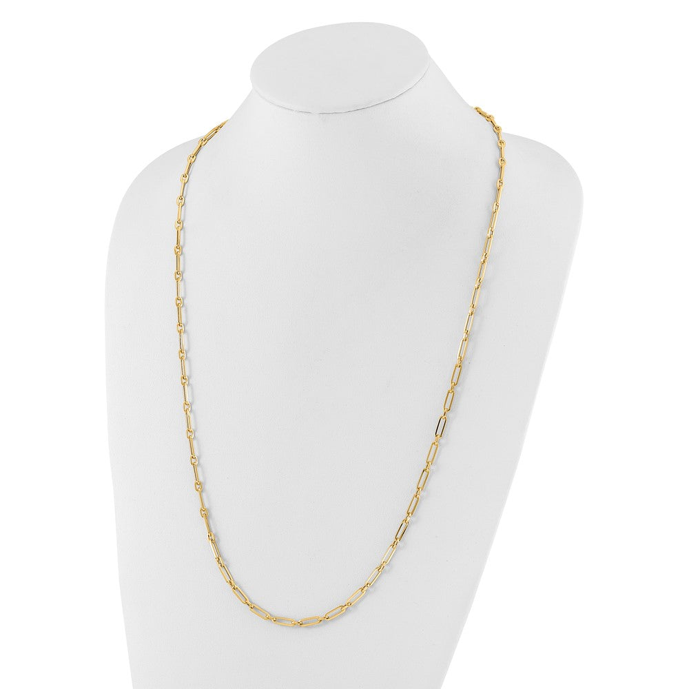 14K Yellow Gold Polished Flat Oval Link Necklace