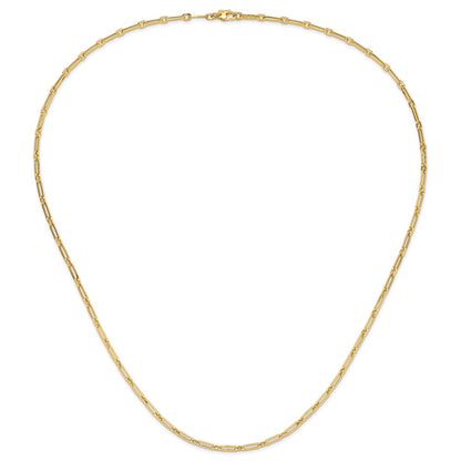 14K Yellow Gold Polished Flat Oval Link Necklace