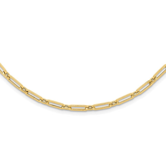14K Yellow Gold Polished Flat Oval Link Necklace
