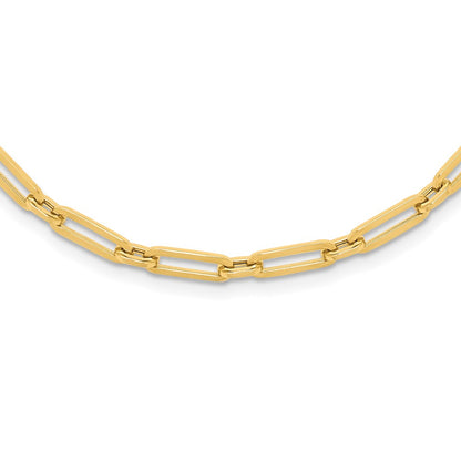 14K Yellow Gold Polished Flat Oval Link Necklace