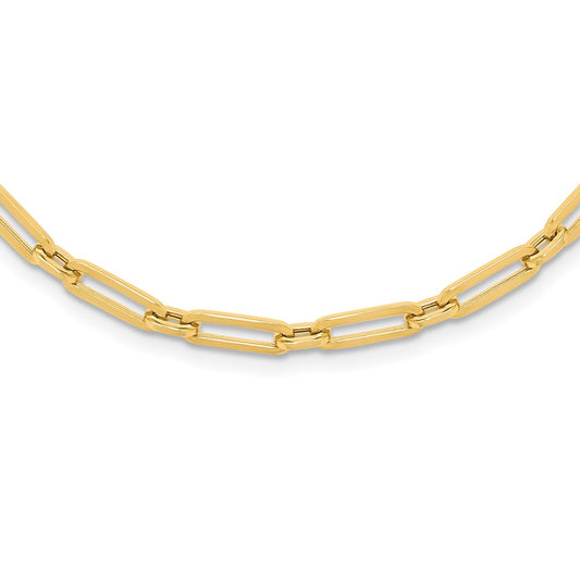 14K Yellow Gold Polished Flat Oval Link Necklace