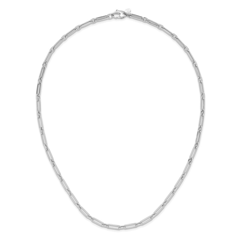 14K White Gold Polished Flat Oval Link Necklace