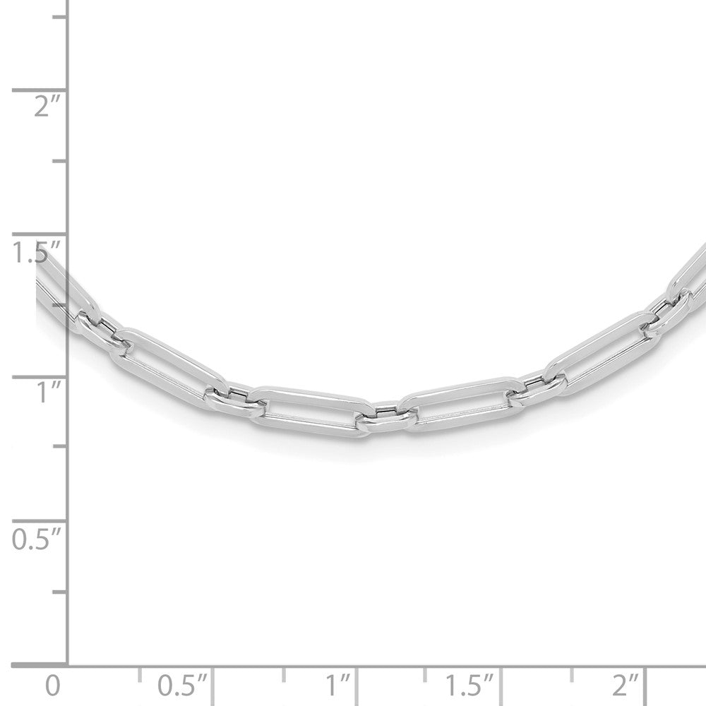 14K White Gold Polished Flat Oval Link Necklace