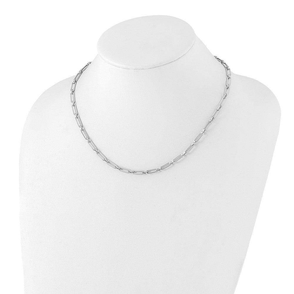 14K White Gold Polished Flat Oval Link Necklace