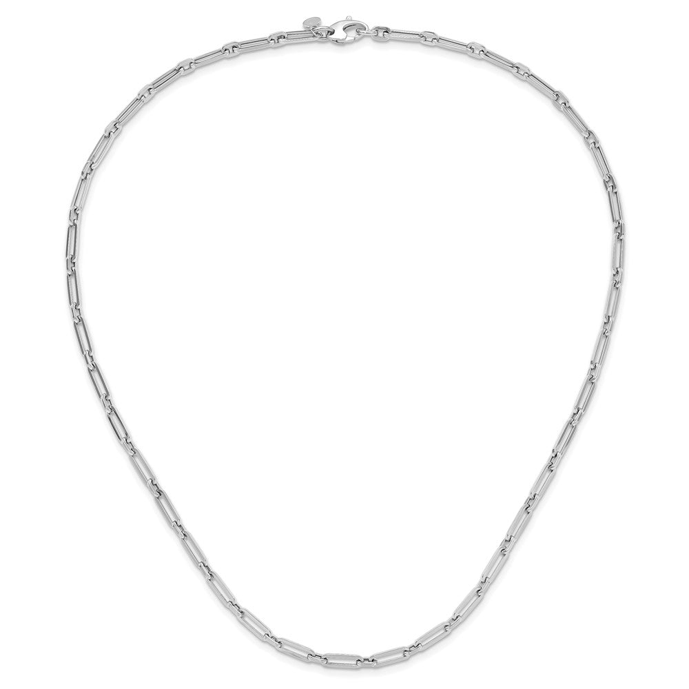 14K White Gold Polished Flat Oval Link Necklace