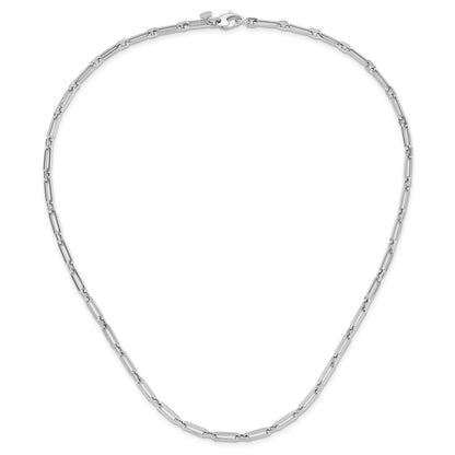 14K White Gold Polished Flat Oval Link Necklace