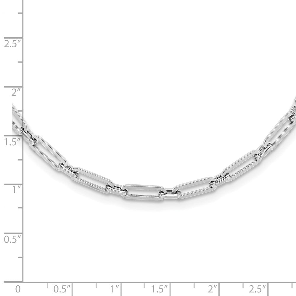 14K White Gold Polished Flat Oval Link Necklace