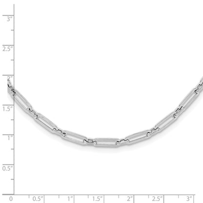 14K White Gold Polished Flat Oval Link Necklace