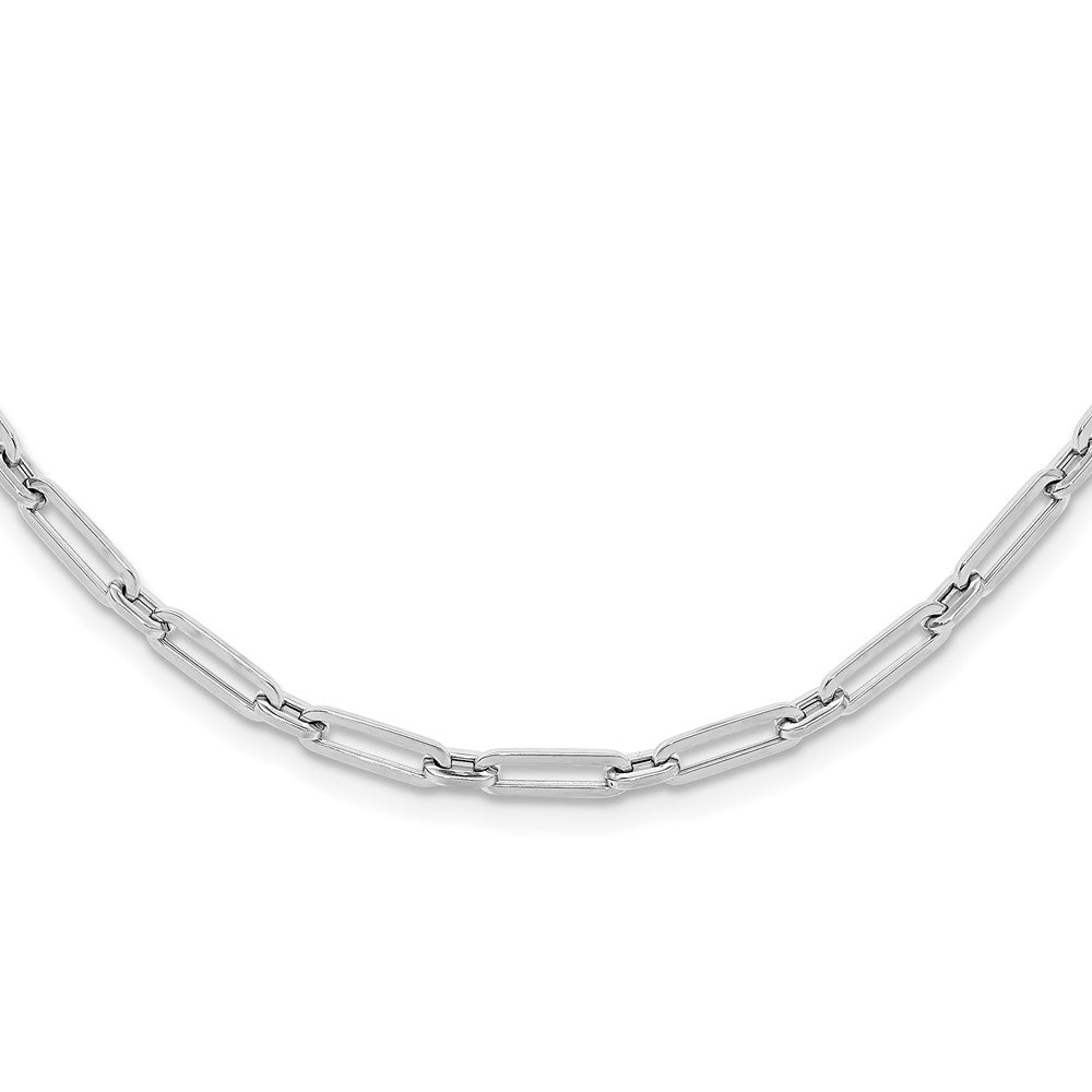 14K White Gold Polished Flat Oval Link Necklace
