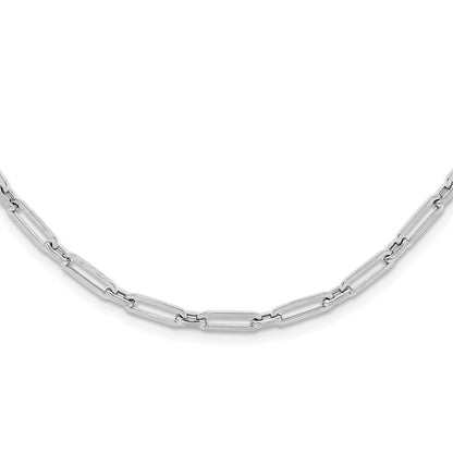 14K White Gold Polished Flat Oval Link Necklace