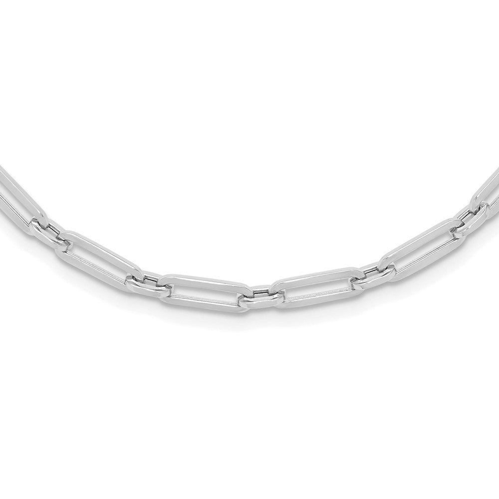 14K White Gold Polished Flat Oval Link Necklace