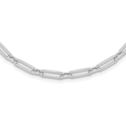 14K White Gold Polished Flat Oval Link Necklace