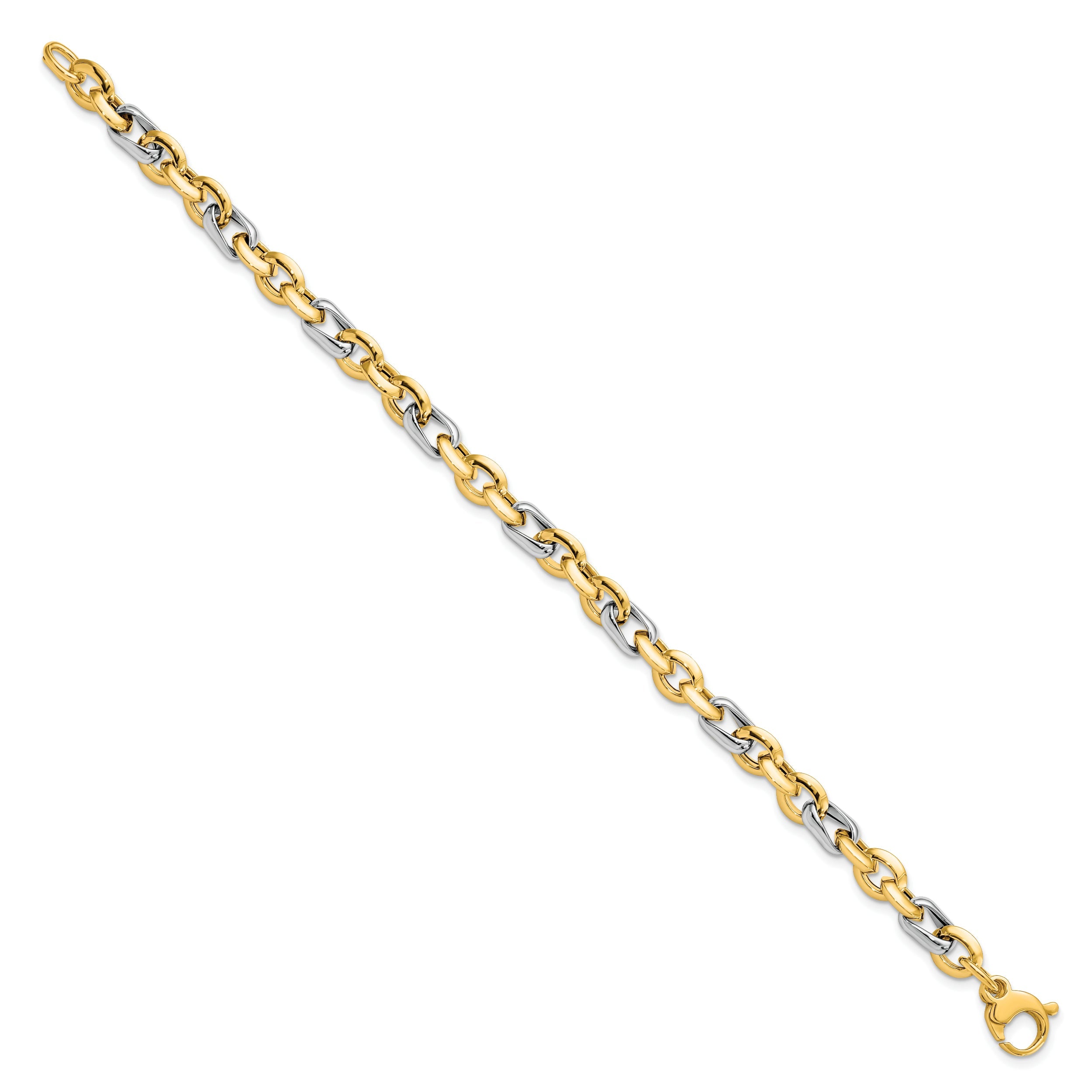 14K Two Tone Polished Fancy Link Bracelet