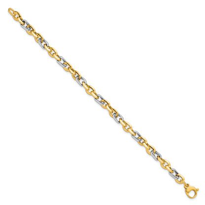 14K Two Tone Polished Fancy Link Bracelet
