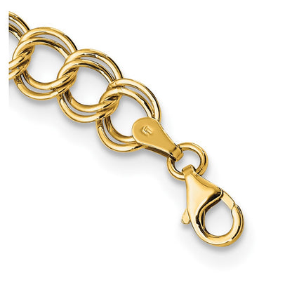 14K Yellow Gold Polished Graduated Double Link Necklace