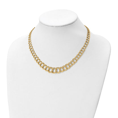 14K Yellow Gold Polished Graduated Double Link Necklace