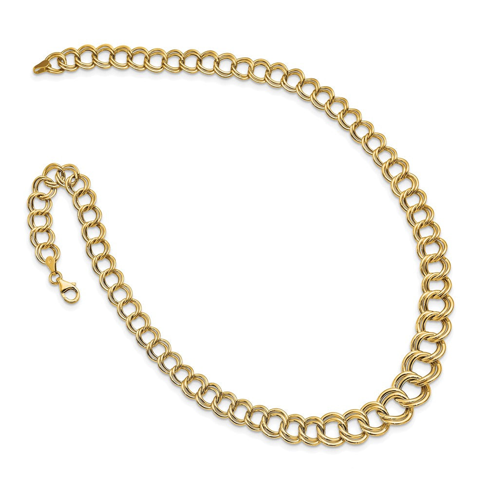 14K Yellow Gold Polished Graduated Double Link Necklace