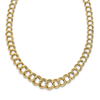 14K Yellow Gold Polished Graduated Double Link Necklace
