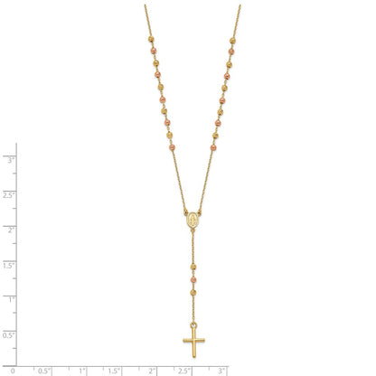 14K Two Tone Yellow And Rose Gold Cross Y Drop 1.25 Ext. Necklace