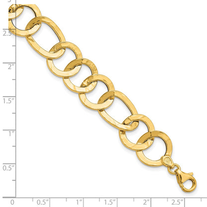 14K Yellow Gold Polished Textured Fancy Link Bracelet