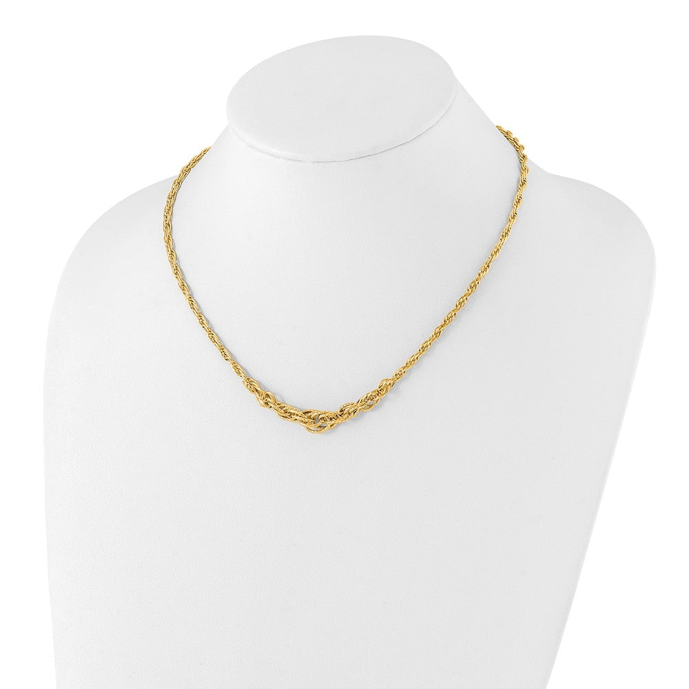 14K Yellow Gold Polished Textured Fancy Link Necklace
