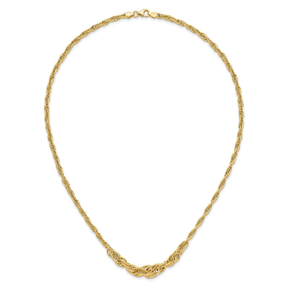 14K Yellow Gold Polished Textured Fancy Link Necklace