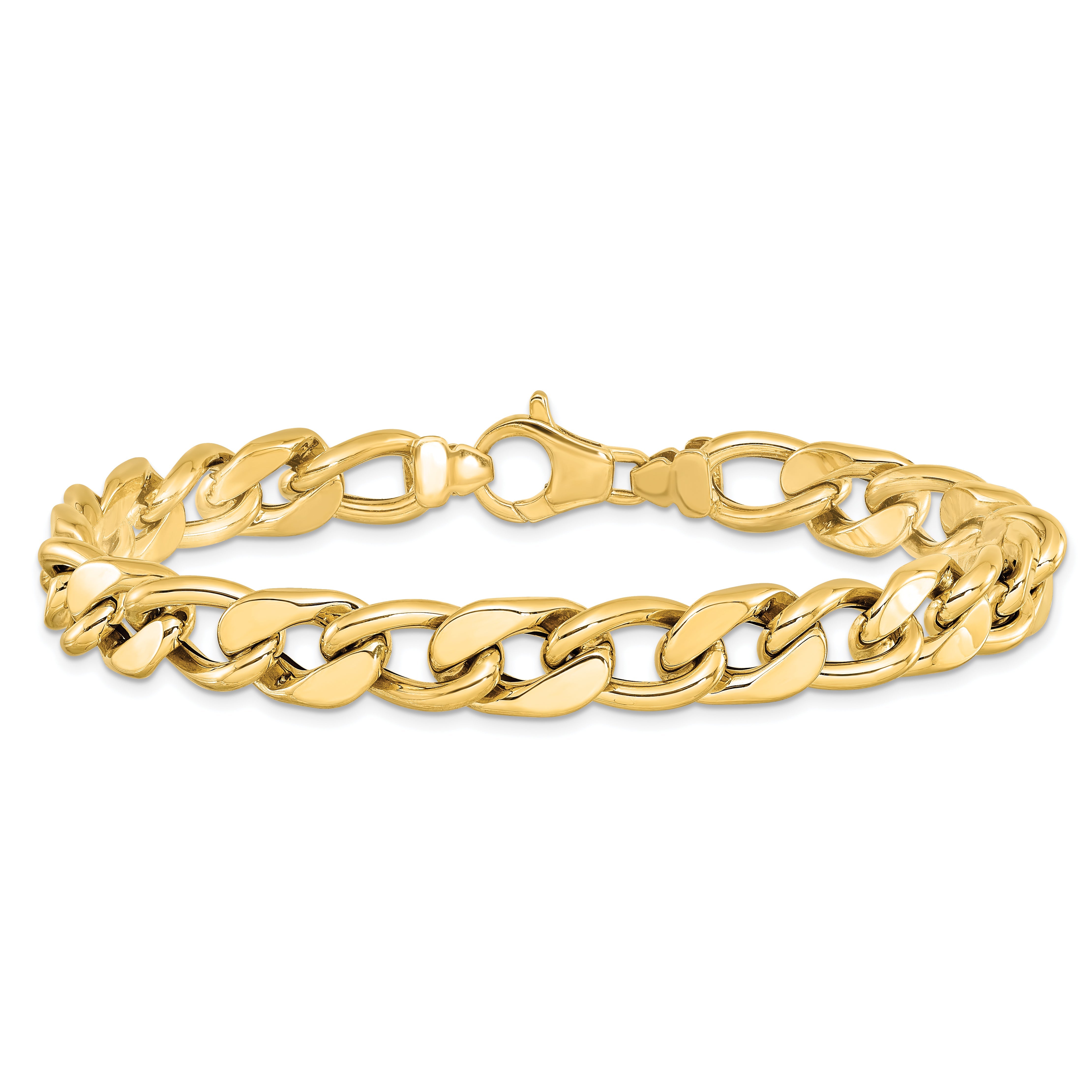 14K Yellow Gold Polished Men'S Curb Link Bracelet