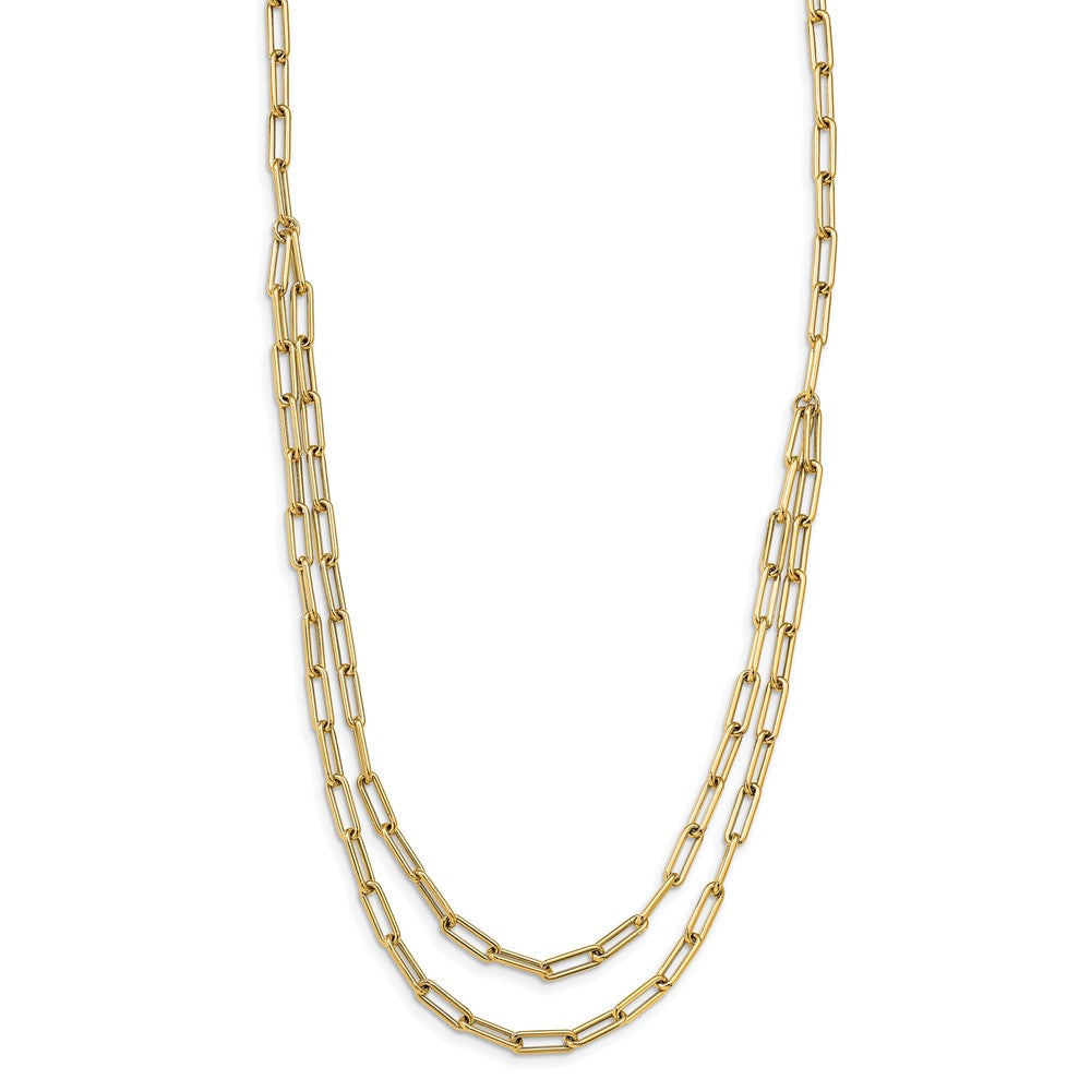 14K Yellow Gold Polished Double Layer Link Necklace