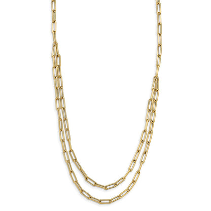 14K Yellow Gold Polished Double Layer Link Necklace