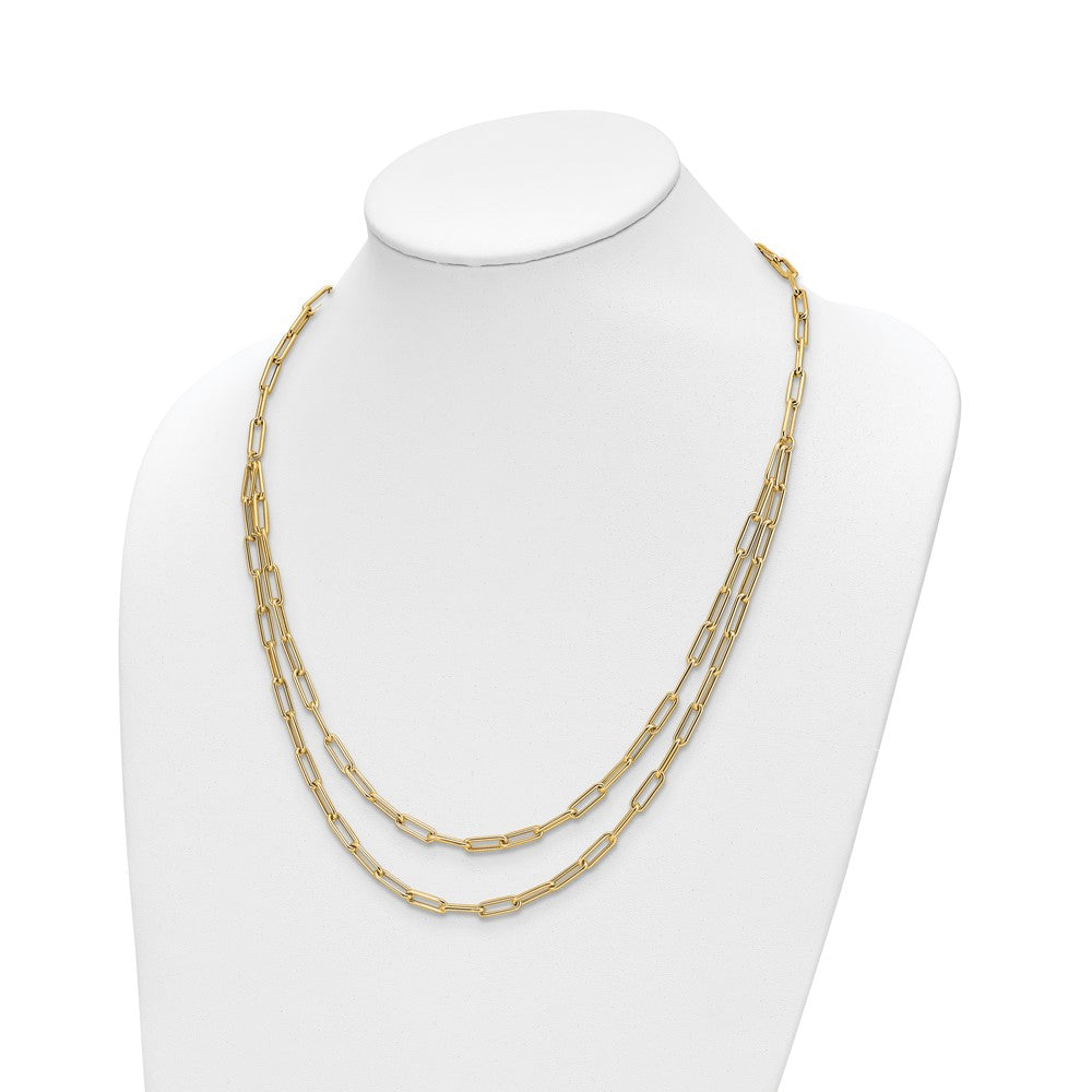 14K Yellow Gold Polished Double Layer Link Necklace