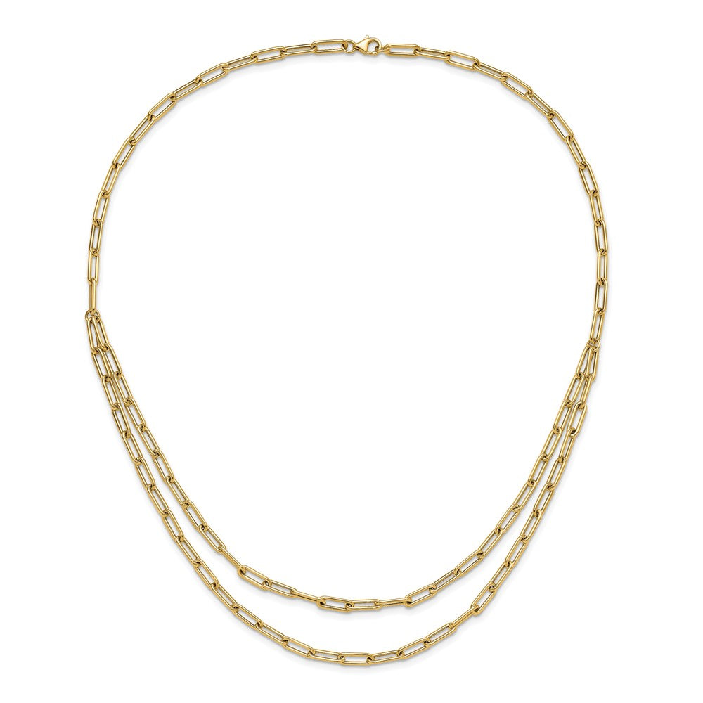 14K Yellow Gold Polished Double Layer Link Necklace