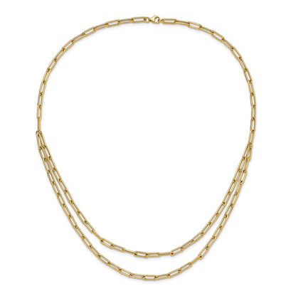14K Yellow Gold Polished Double Layer Link Necklace