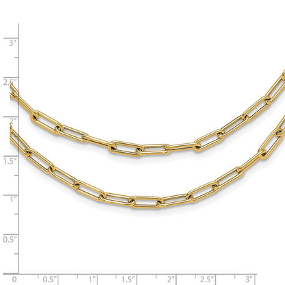14K Yellow Gold Polished Double Layer Link Necklace