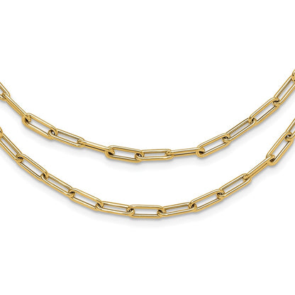 14K Yellow Gold Polished Double Layer Link Necklace