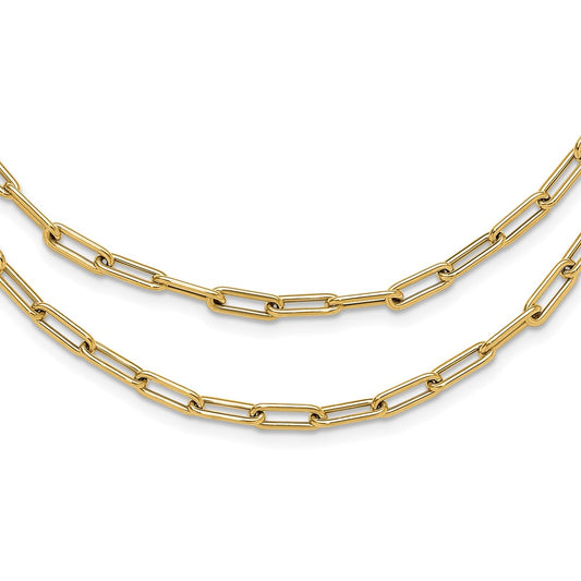 14K Yellow Gold Polished Double Layer Link Necklace