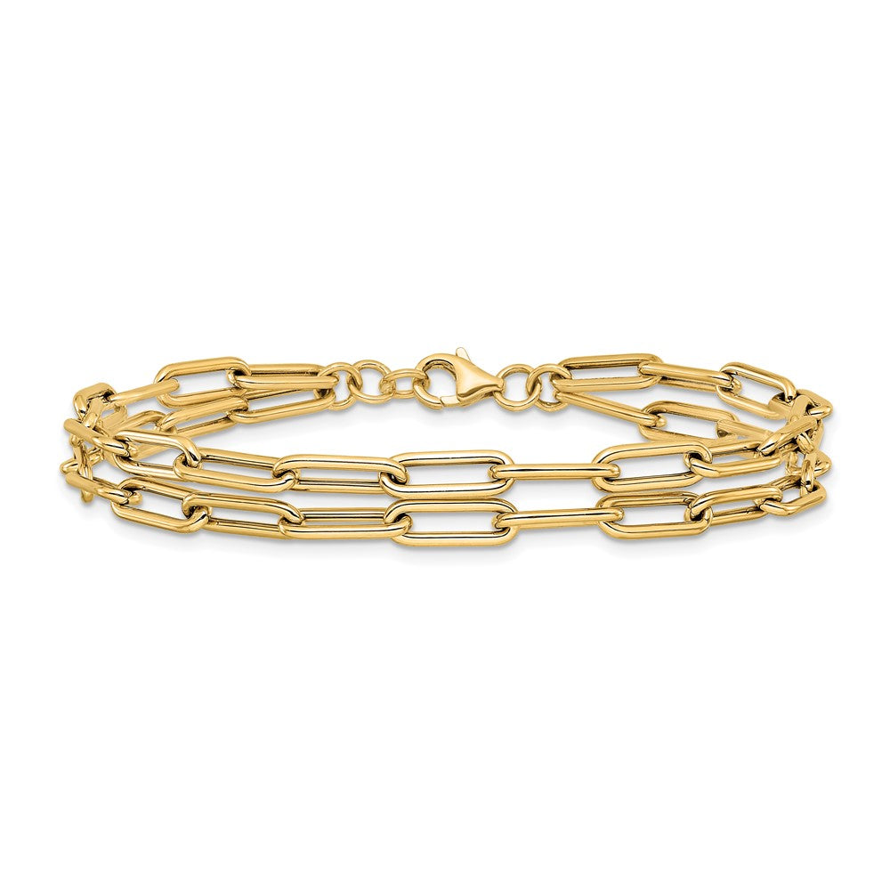 14K Yellow Gold Polished Double Layer Link Bracelet