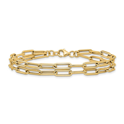 14K Yellow Gold Polished Double Layer Link Bracelet
