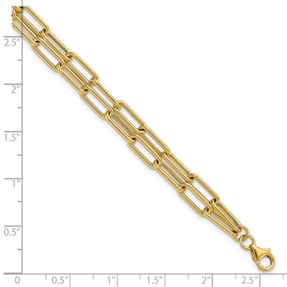 14K Yellow Gold Polished Double Layer Link Bracelet
