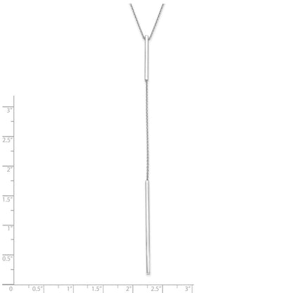 14K White Gold Polished Y Drop Bar W/ 1In Ext. Necklace