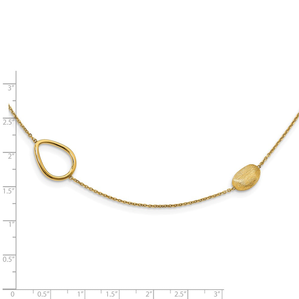 14K Yellow Gold Polished And Scratch Finish Beaded Necklace