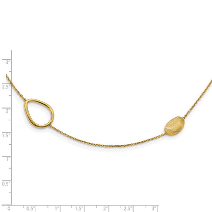 14K Yellow Gold Polished And Scratch Finish Beaded Necklace