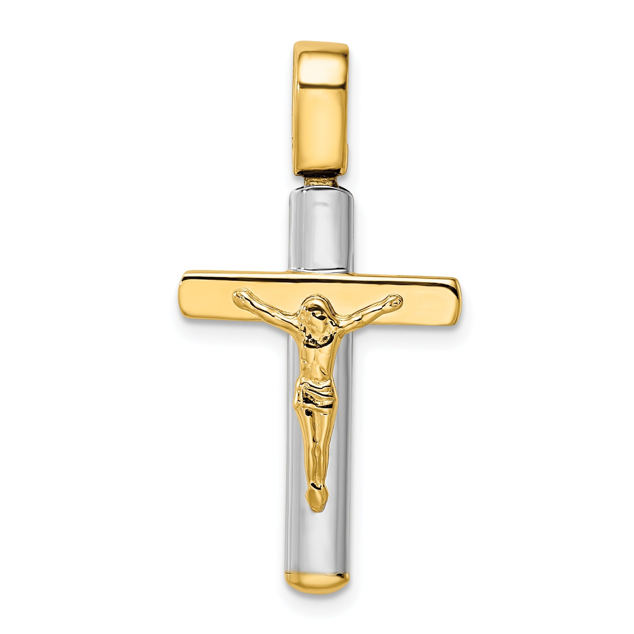 14K Two Tone Crucifix Pendant