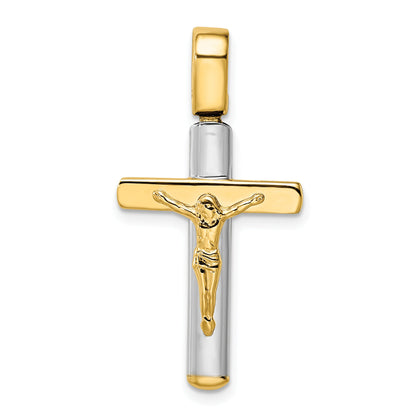 14K Two Tone Crucifix Pendant