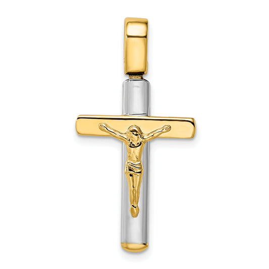 14K Two Tone Crucifix Pendant
