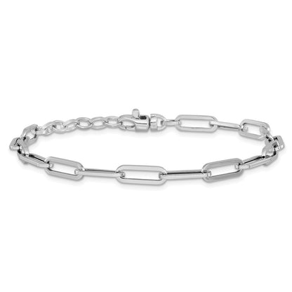 14K White Gold Polished Fancy Link With 1In Ext Bracelet