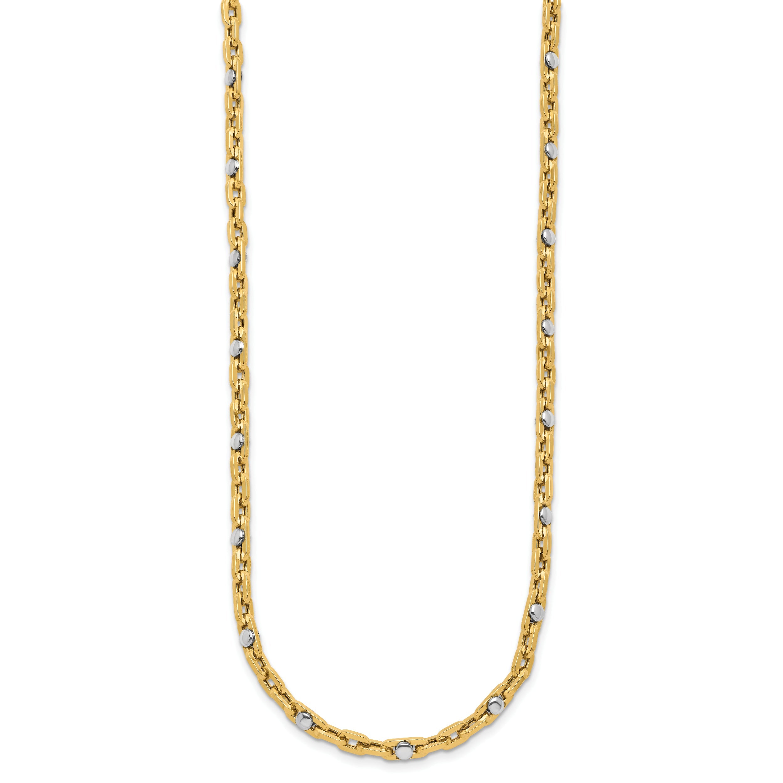 14K Two Tone Polished Link Necklace