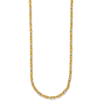 14K Two Tone Polished Link Necklace